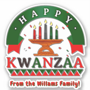 Add Name, Happy Kwanzaa Red Black Green Candles