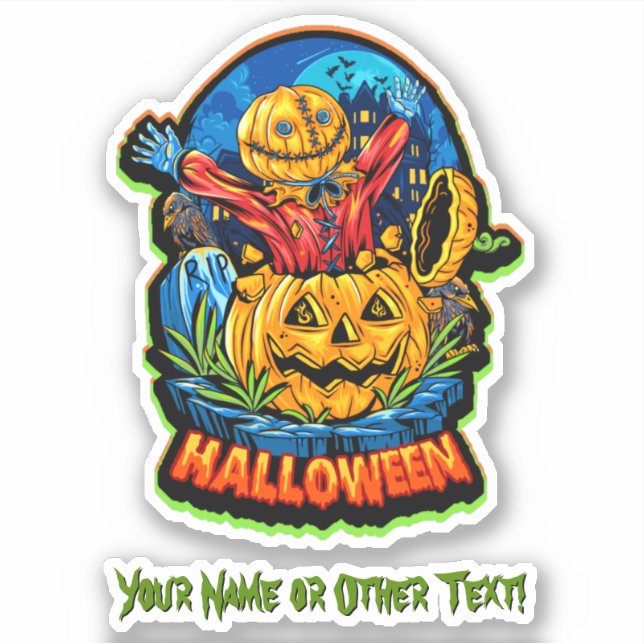 Add Name, Happy Pumpkin Head Scarecrow Surprise    (Front)