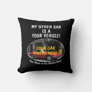Add Name, His Car Photo, Text, My Other Car Is A  Cushion