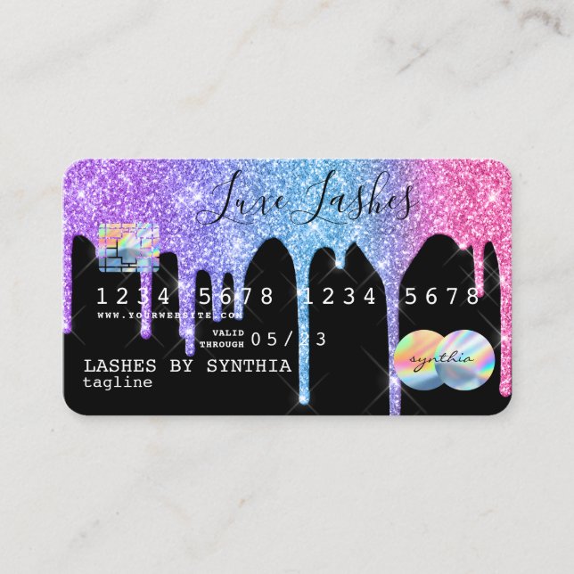 Add Name Holograph  Drips Modern Credit Card (Front)