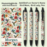 Add Name, Hummingbirds with Red Flowers Black Ink Pen<br><div class="desc">Add the Name,    Change to your own details. See my store for lots more great Pens</div>