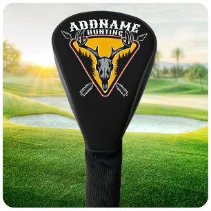 ADD NAME Hunter Elk Skull Big Antlers Deer Hunting Golf Head Cover