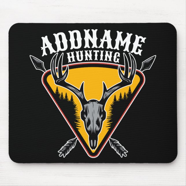 ADD NAME Hunter Elk Skull Big Antlers Deer Hunting Mouse Pad (Front)
