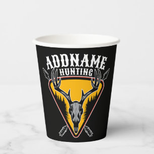 ADD NAME Hunter Elk Skull Big Antlers Deer Hunting Paper Cups