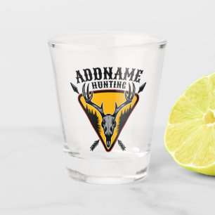 ADD NAME Hunter Elk Skull Big Antlers Deer Hunting Shot Glass