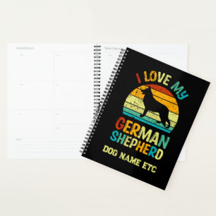 Add Name - I Love My German Shepherd Dog Sunset   Planner