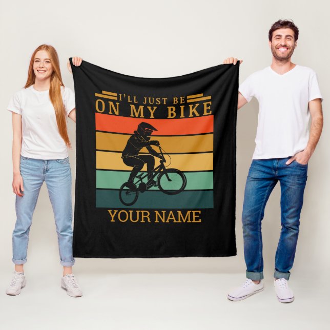 ADD NAME I'LL JUST BE ON MY BMX BIKE SUNSET        FLEECE BLANKET (In Situ)