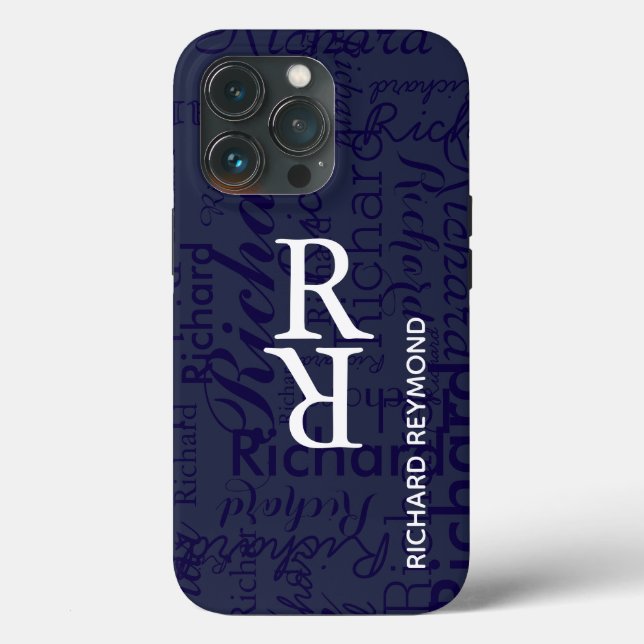 add name/initial to get personalised blue  Case-Mate iPhone case (Back)