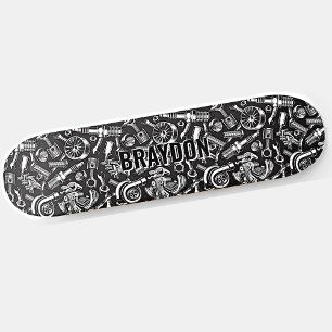 Add Name Initials, Black Gray Auto Car Parts  Skat Skateboard