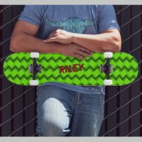 Add Name Initials, Green Woven Hash Pattern Skateb