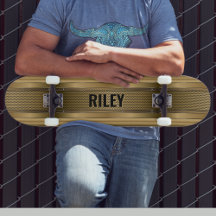 Add Name Initials, Metallic Gold Strips  Skateboar