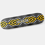 Add Name Initials, Metallic Silver Yellow Black    Skateboard<br><div class="desc">Add any name or initials you want on this great design - See my store for lots more personalised skateboard designs and Skateboard T-Shirts,  Hoodies,  Backpacks,  Blankets and more.</div>