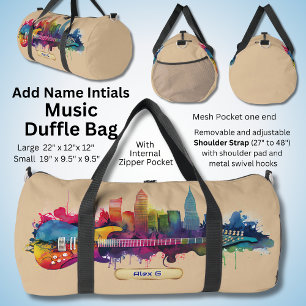 Add Name, Initials, Paint Guitar with City Skyline Duffle Bag