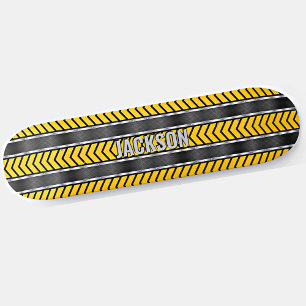 Add Name Initials, Silver Yellow Black Arrows S Skateboard