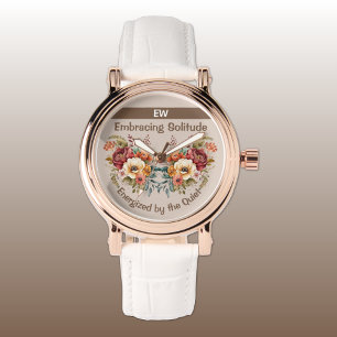 Add name introvert solitude floral brown watch