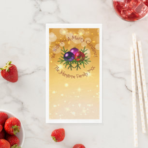 Add Name Matching Christmas on Gold Paper Guest To Napkin