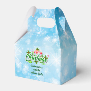 Add Name Matching Merry Christmas Blue Favour Box