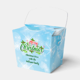 Add Name Matching Merry Christmas Blue Favour Box