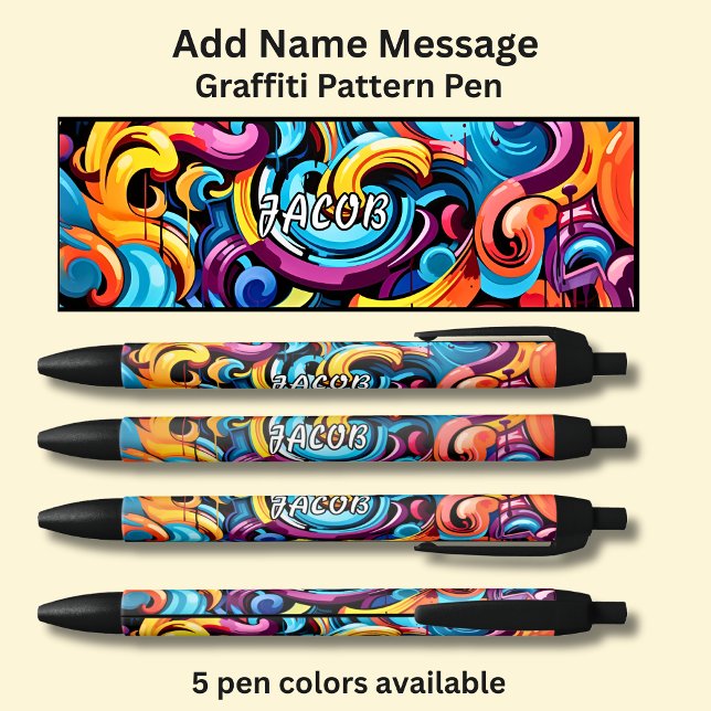 Add Name Message, on Graffiti Pattern Black Ink Pen (Creator Uploaded)