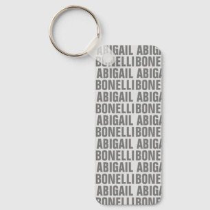 Add name minimalist bold modern grey chic key ring
