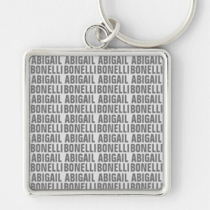 Add name minimalist bold modern grey chic key ring
