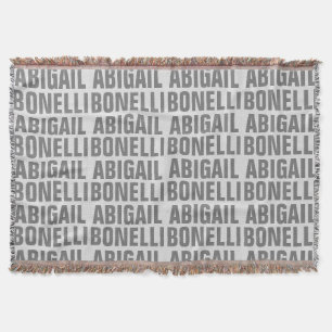 Add name minimalist bold modern grey chic throw blanket