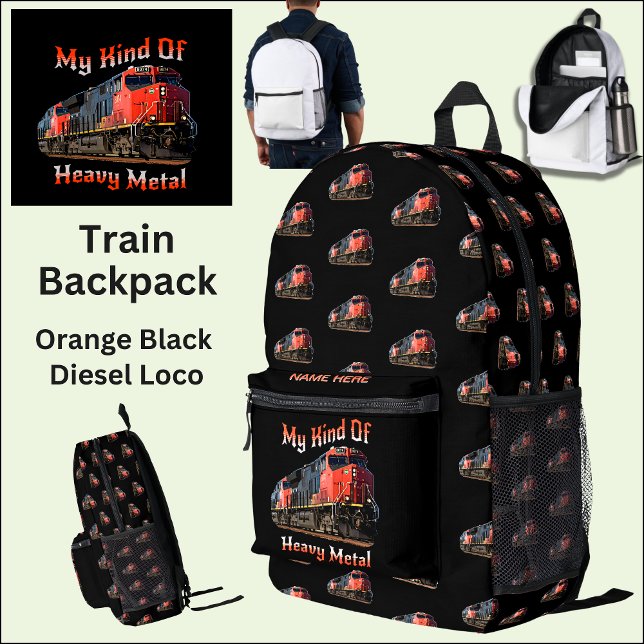 Add Name - My Kind Of Heavy Metal Diesel Loco      Printed Backpack (Creator Uploaded)