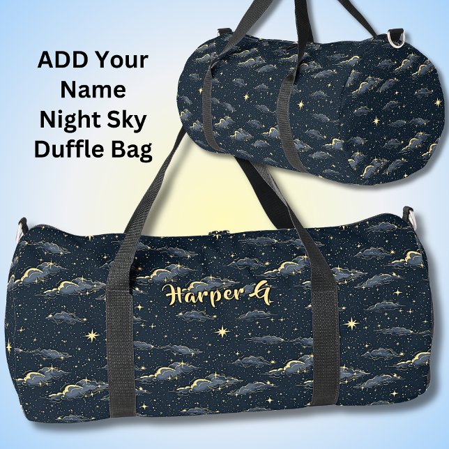 Add Name, Night Sky with Clouds & Stars Duffle Bag (Creator Uploaded)