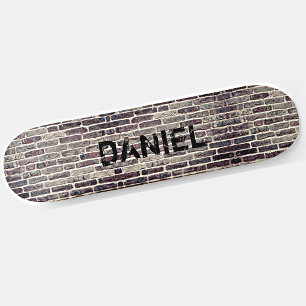 Add Name or Initials Distressed on Brick  Skateboard