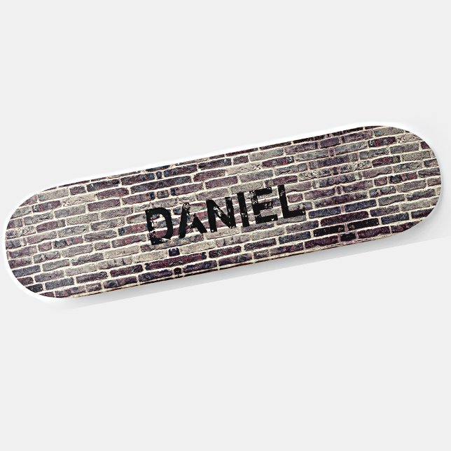 Add Name or Initials Distressed on Brick  Skateboard (Creator Uploaded)