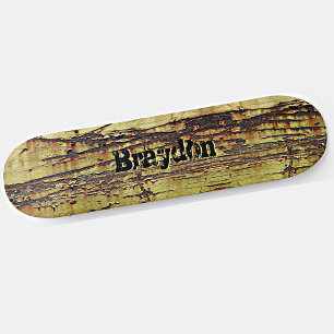 Add Name or Initials Rusty Metal Look Skateboard