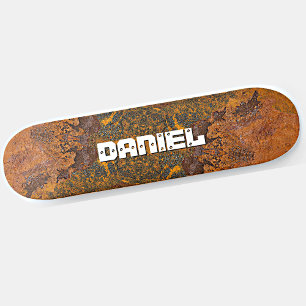 Add Name or Initials Rusty Steel Plate Skateboard
