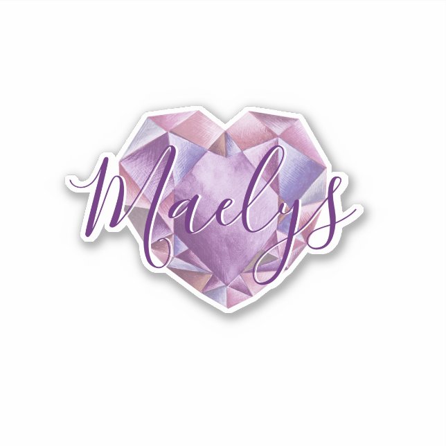 Add Name or Monogram Purple Heart Diamond Amethyst (Front)