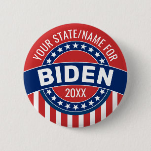 Add Name or State to Support Joe Biden 2020 6 Cm Round Badge