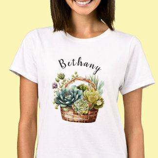 Add Name or Text, Baskets of Succulent Plants T-Shirt