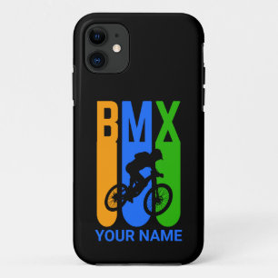 Add Name or Text BMX Bike Rider Orange Blue Green Case-Mate iPhone Case