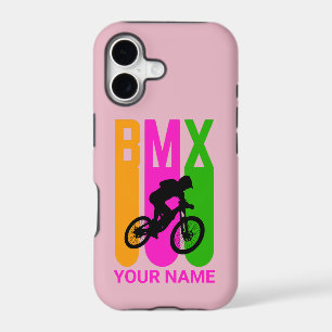 Add Name or Text BMX Bike Rider Orange Pink Green