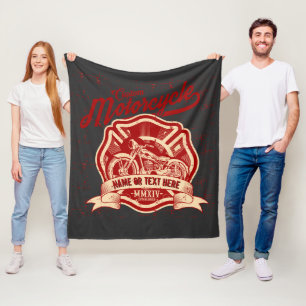 Add Name or Text Custom Motorcycle Grunge          Fleece Blanket