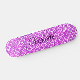 Add Name or Text, Purple Mauve Mermaid Scales Skateboard