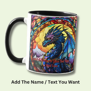 Add Name or Text, Stained Glass Dragon  Mug