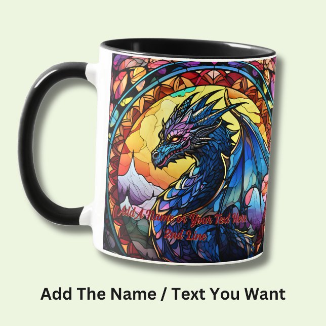 Add Name or Text, Stained Glass Dragon  Mug (Creator Uploaded)