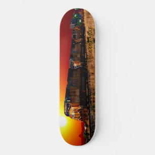 Add Name or Text - Sunset Diesel Locomotive Train  Skateboard