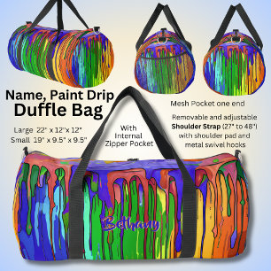 Add Name Paint Drips Blue Green Orange Duffle Bag