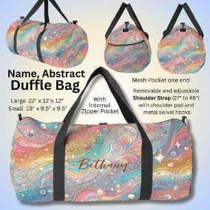 Add Name Pastel Swirls & Stars Pink Aqua Abstract Duffle Bag