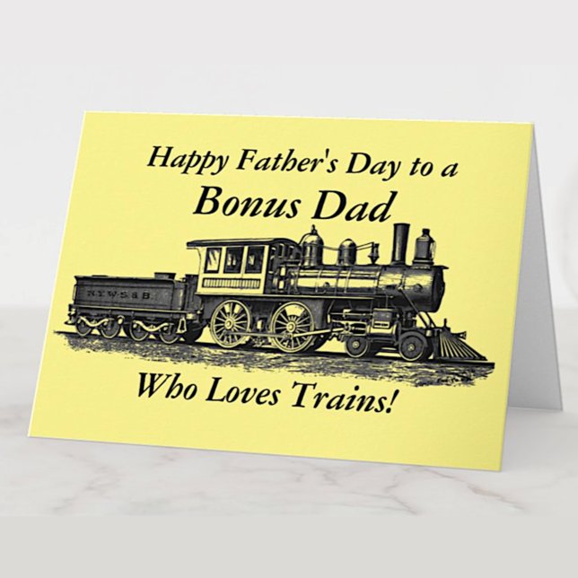 Add Name Personalise Text Train Step Father's Day Card (Creator Uploaded)