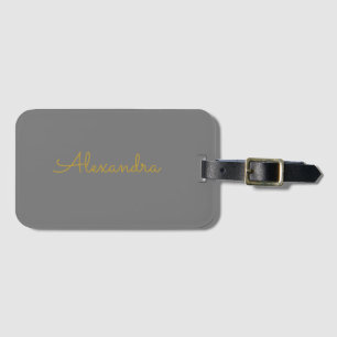 Add name Personalised black simple Gold Luggage Tag