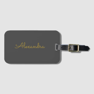 Add name Personalised black simple Gold Luggage Tag