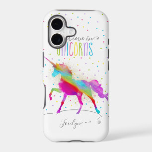 Add Name Personalised Gold Glitter Rainbow Unicorn