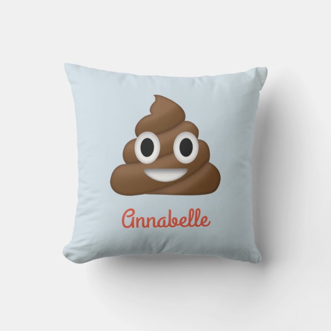 Add Name Personalised Poop Emoji Pillow (Front)
