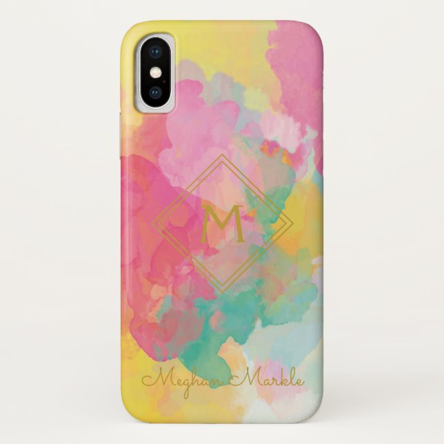 Add name Personalized Modern Simple Colorful Case-Mate iPhone Case (Back)